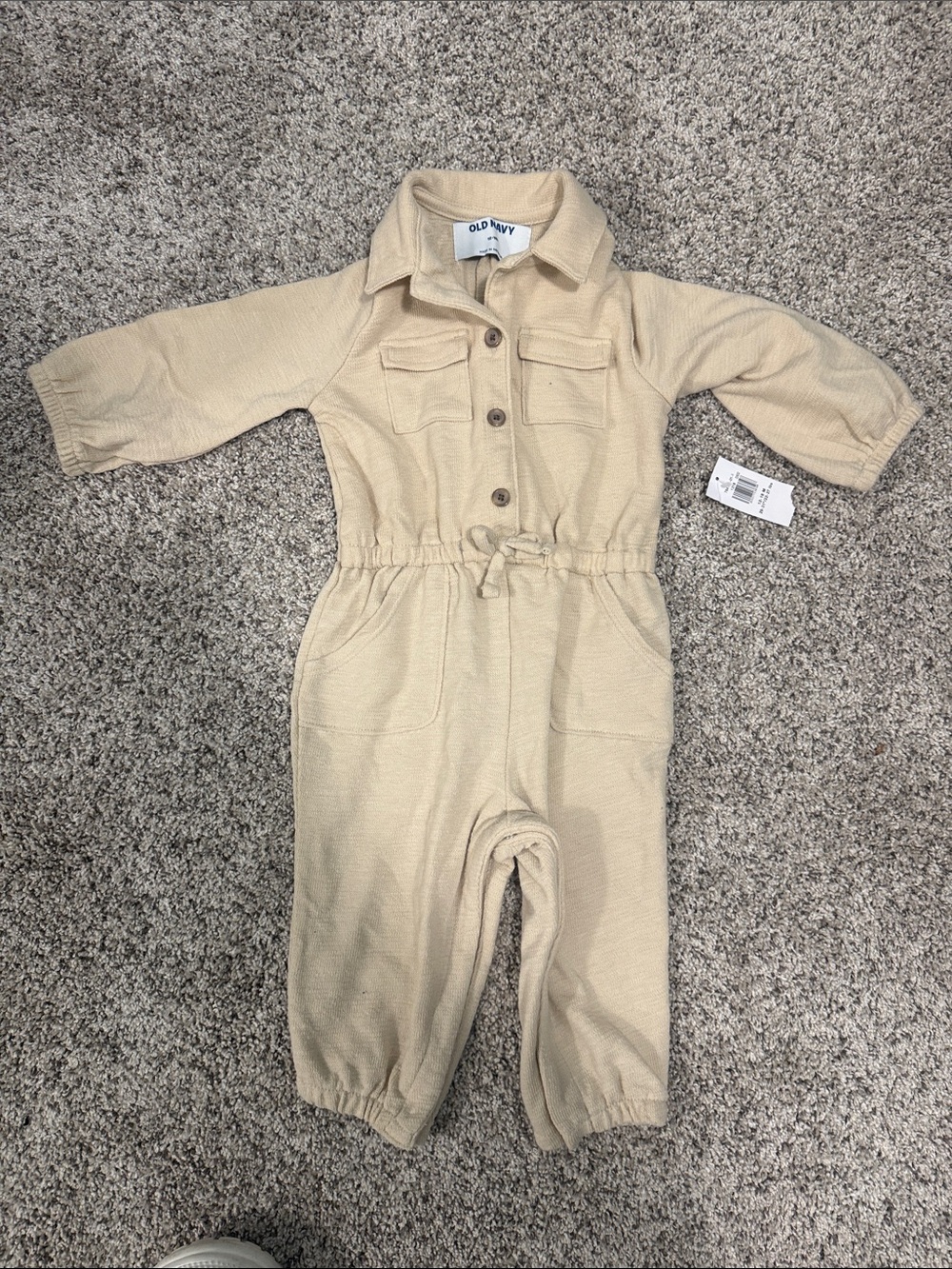 Old Navy Tan Knit Button-Front Jumpsuit for Kids